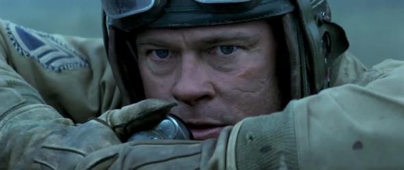Brad Pitt in a tank in the trailer for Fury.