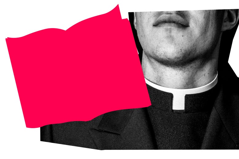 A man wearing a cassock is partially visible.