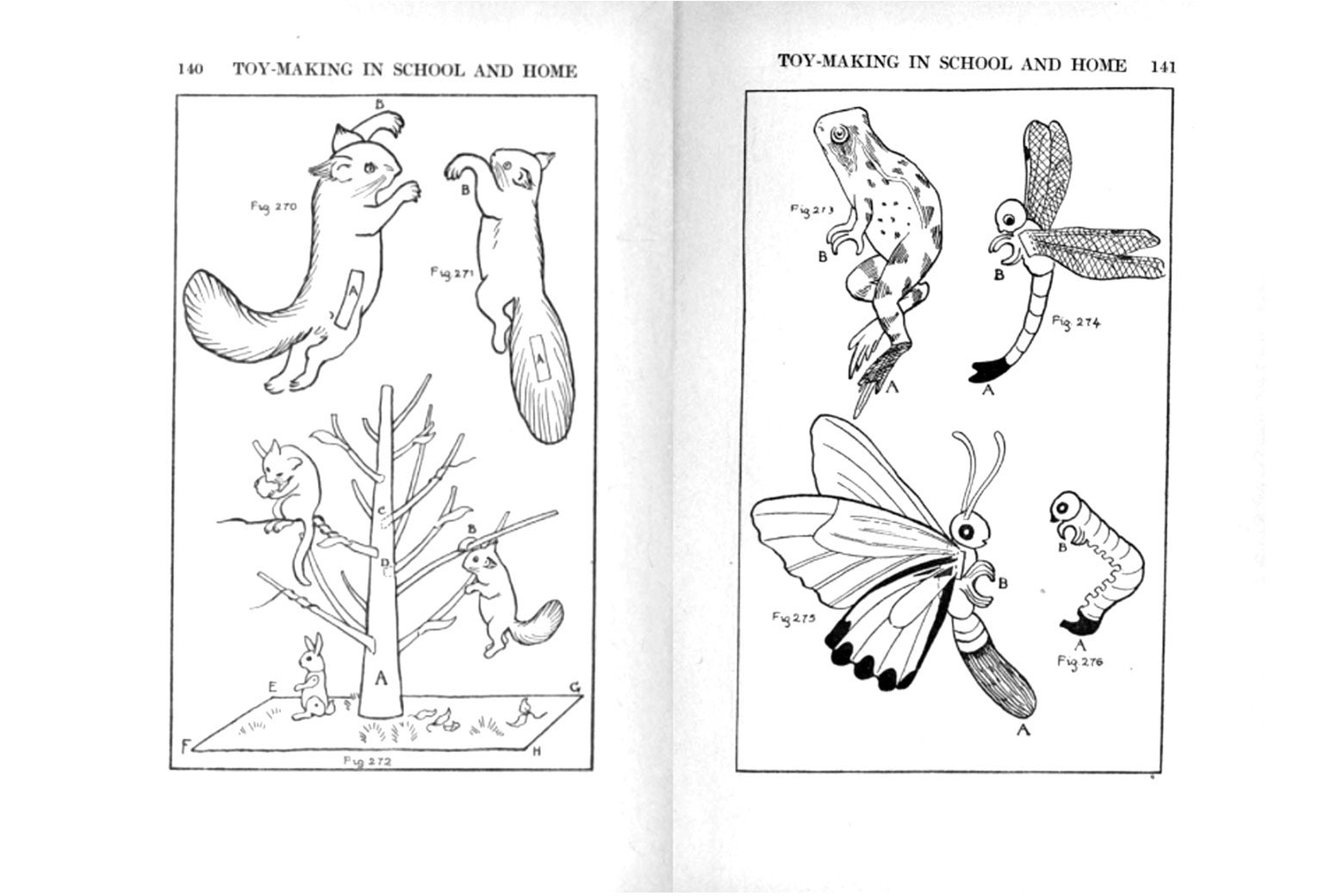 Diagrams on squirrels, insects, and nature from Toy-Making in School and Home (1916).