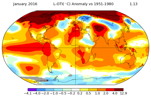 January 2016 was Earth's warmest month yet.