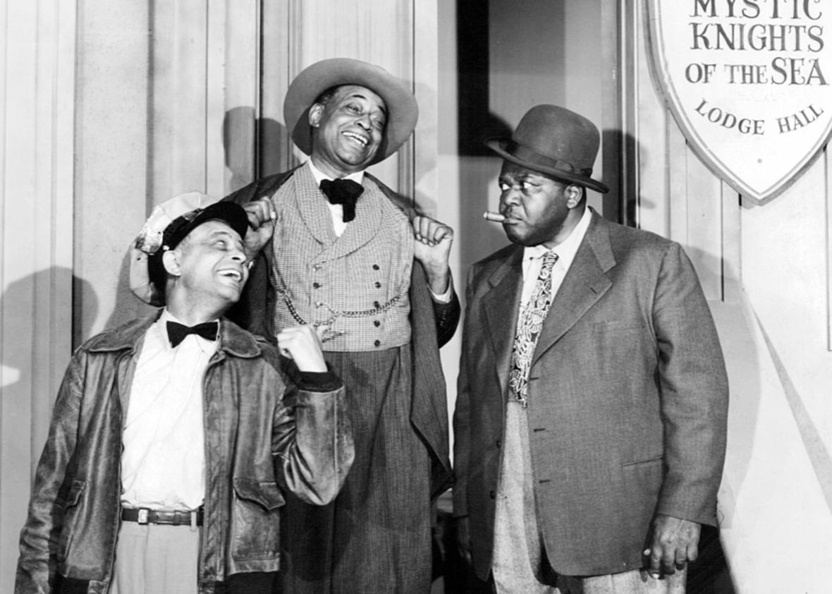 Photo of Alvin Childress, Tim Moore and Spencer Williams as Amos, Kingfish, and Andy from the television program Amos 'n' Andy 1952.