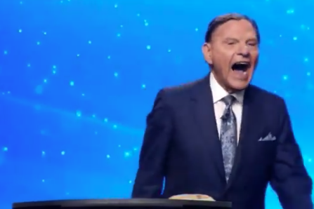 Kenneth Copeland laughs in this screenshot of a clip of his sermon posted online on Nov. 8, 2020.