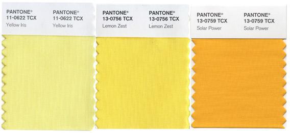 Pantone shades of yellow.