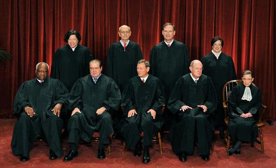 The Justices of the US Supreme Court sit for their official photograph in 2010.
