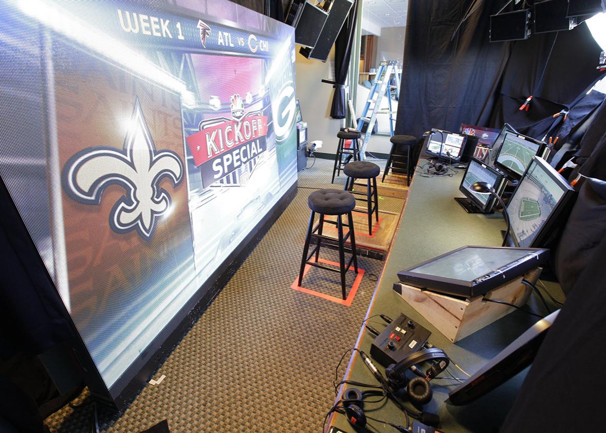 Sunday Night Football Broadcast Booth at Lambeau Field in Green 