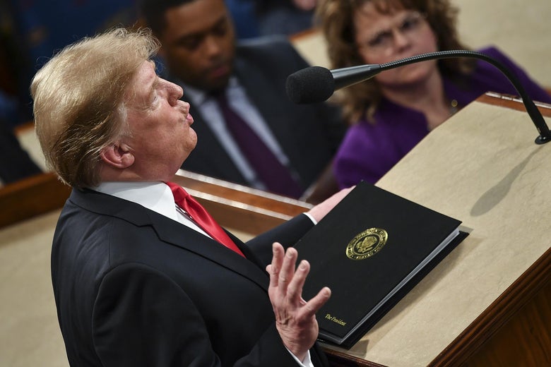 President Donald Trump delivers the State of the Union address at the Capitol in Washington on Tuesday.