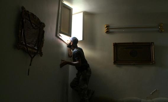 A Free Syrian Army sniper in Saif al-Dawla