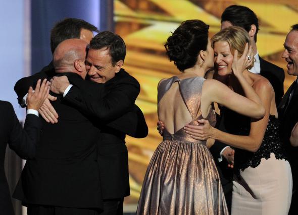 'Breaking Bad' cast members celebrate at the Emmy Awards.