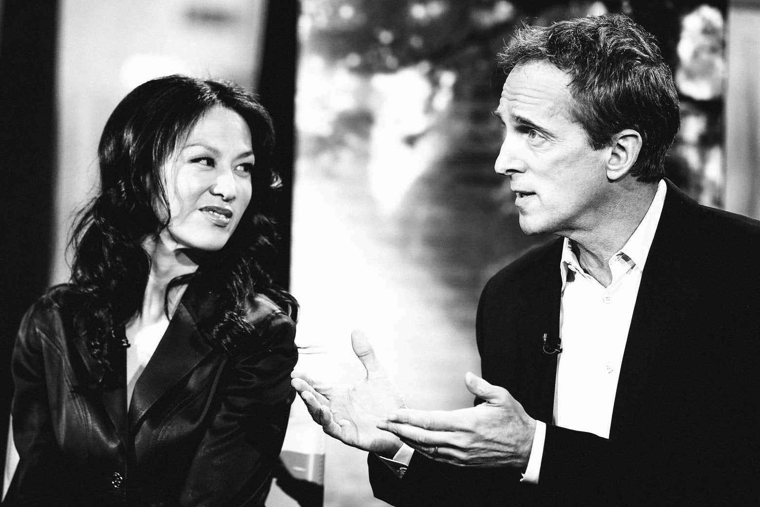 Amy Chua and Jed Rubenfeld in a black and white photo.