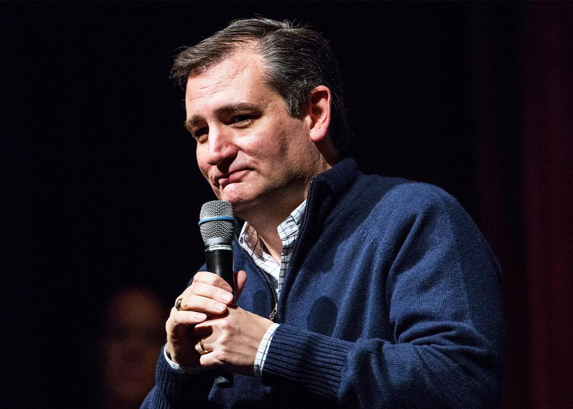Republican presidential hopeful Sen. Ted Cruz speaks at a town hall meeting in Nashua, New Hampshire, Feb. 3, 2016