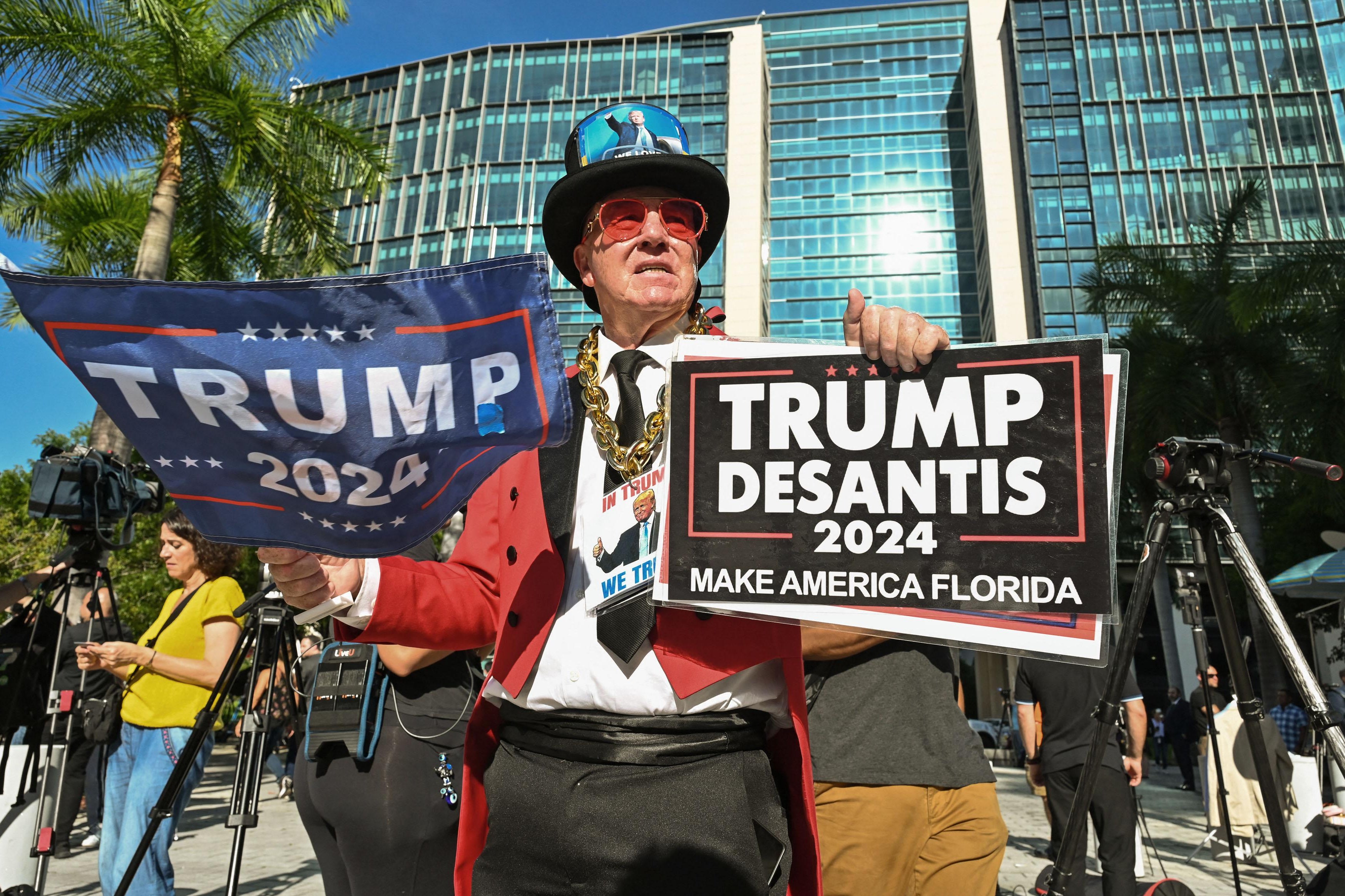 Donald Trump indictment photos: The area outside a Miami courthouse where  the former president will be arraigned is quite the scene.