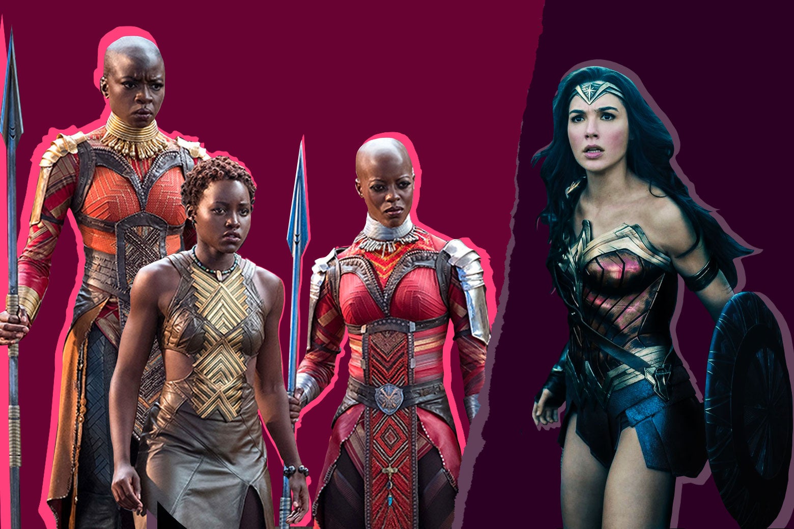 Women from Wonder Woman and Black Panther.
