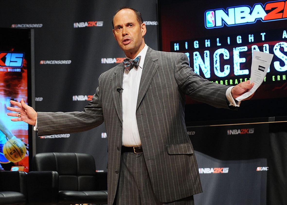 Host Ernie Johnson attends a NBA 2K15 Uncensored roundtable discussion at Baruch College on August 19, 2014 in New York City. 