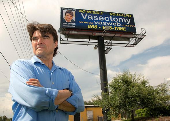 Dr. Doug Stein and his billboard in The Vasectomist.