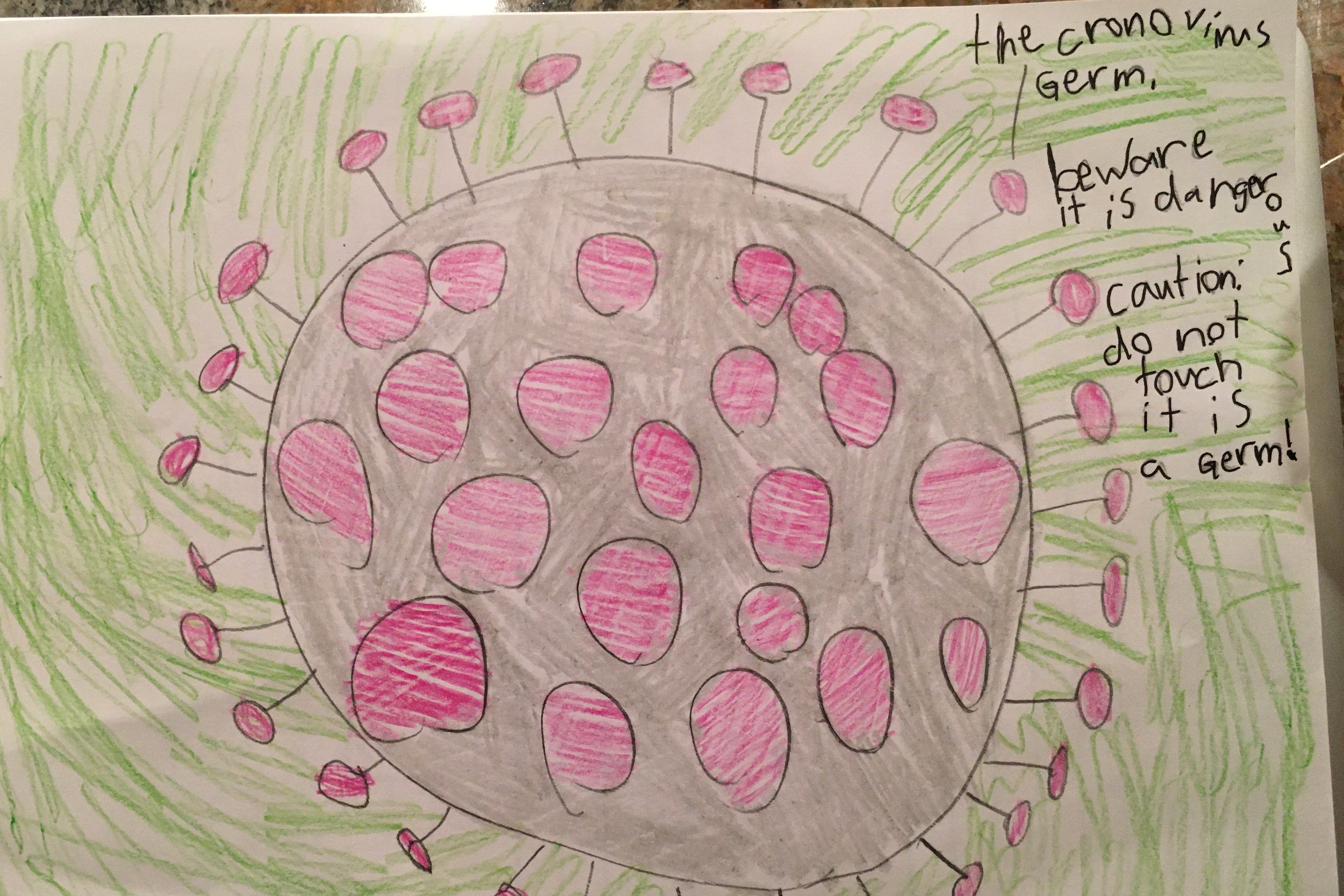 A kid's drawing of the coronavirus