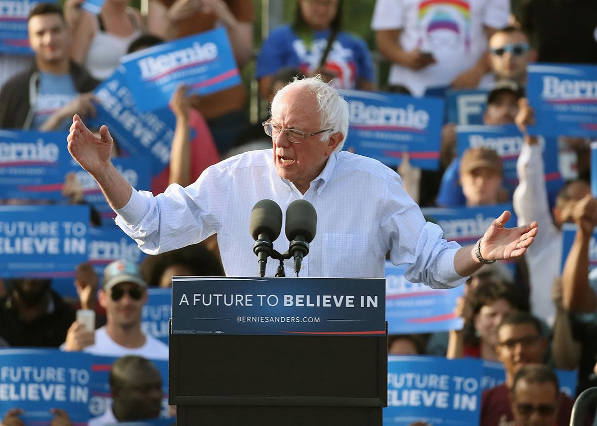 Democratic presidential candidate Sen. Bernie Sanders, speaks during a campaign rally at Robert F. Kennedy Memorial Stadium in Washington, D.C.