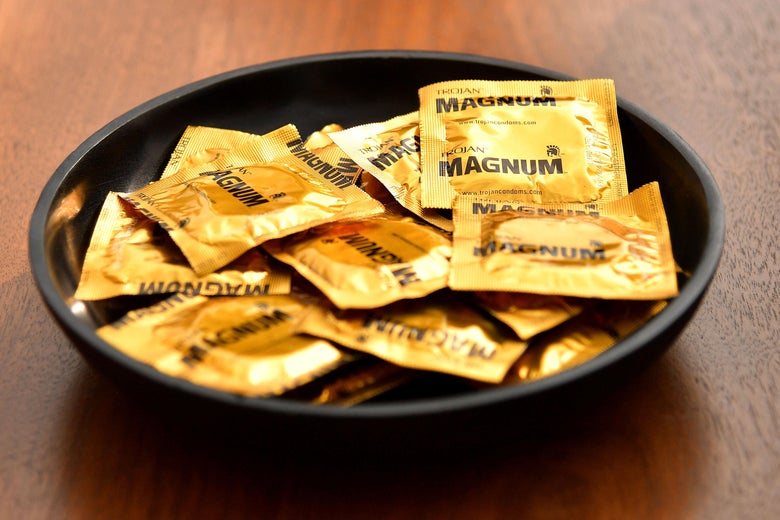 a bowl of condoms