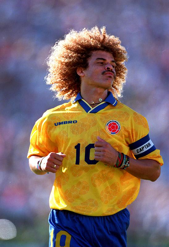 Carlos Valderrama of Colombia during the USA vs Colombia match at the 1994 World Cup in San Francisco, California. 