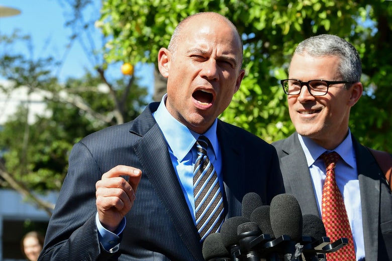 Michael Avenatti after being charged with bank and wire fraud outside the federal courthouse in Santa Ana, California on April 1, 2019. 