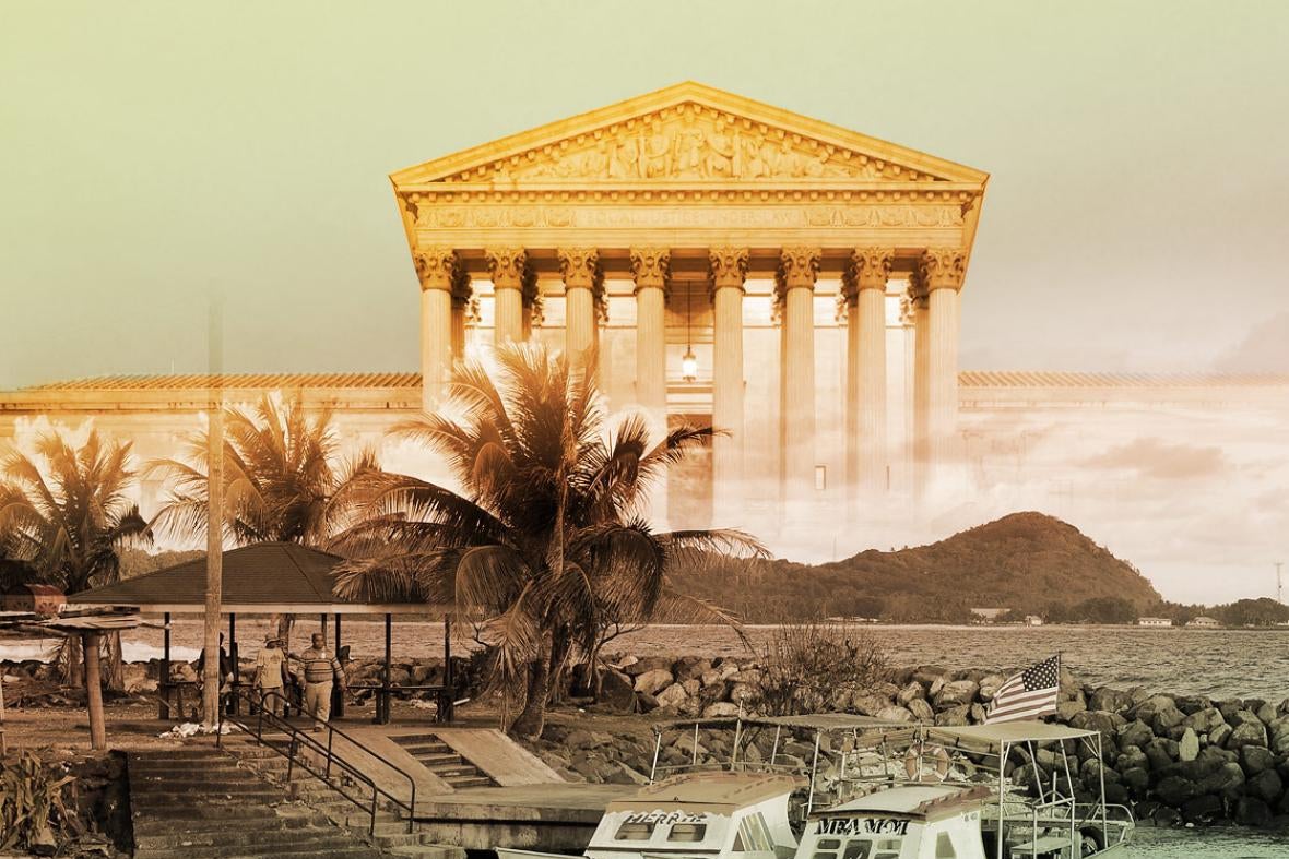 Photo illustration of American Samoa in front of the Supreme Court