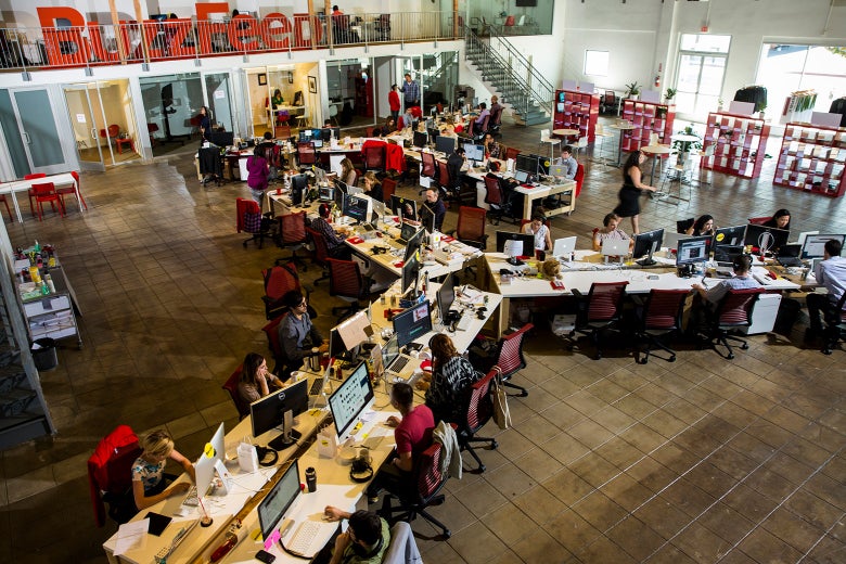 The newsroom of the Los Angeles BuzzFeed headquarters, photographed Oct. 7, 2013.
