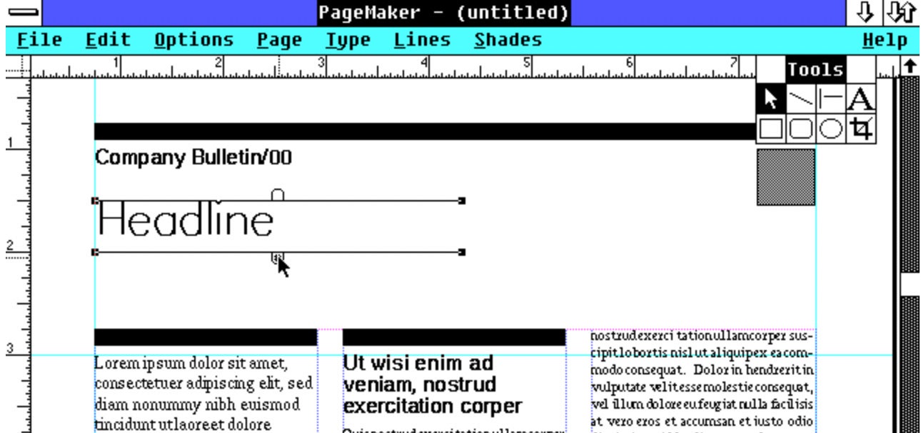 Aldus Pagemaker software using Lorem Ipsum.