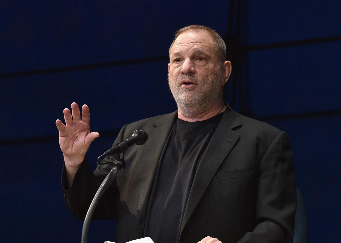 Co-Chairman of The Weinstein Company Harvey Weinstein speaks at National Geographic's Further Front Event at Jazz at Lincoln Center on April 19, 2017 in New York City.