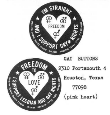 Buttons from the 1979 March on Washington.