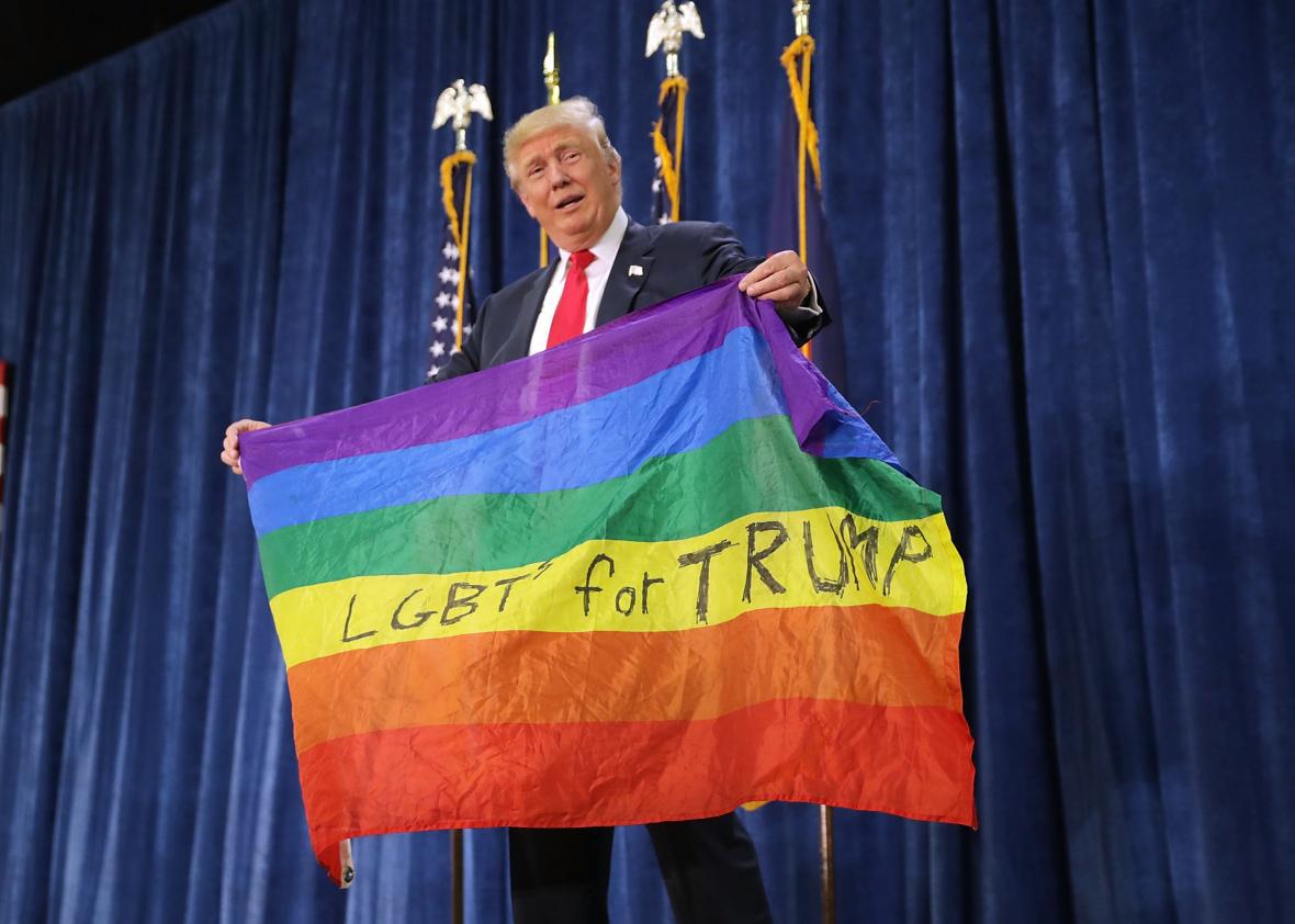 lesbian flag kicking gay flag meme