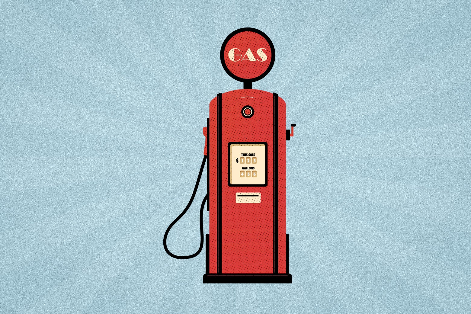 An illustration of an old-fashioned gas pump.