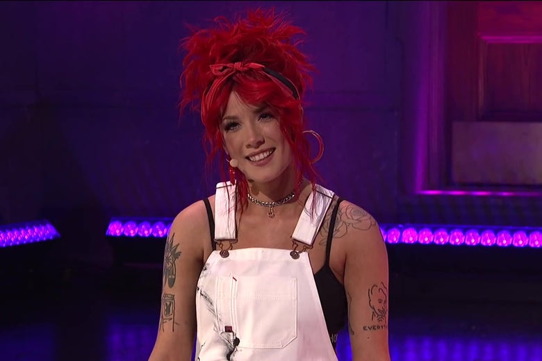Halsey On Snl She Hosted Sang And Painted A Giant Upside Down