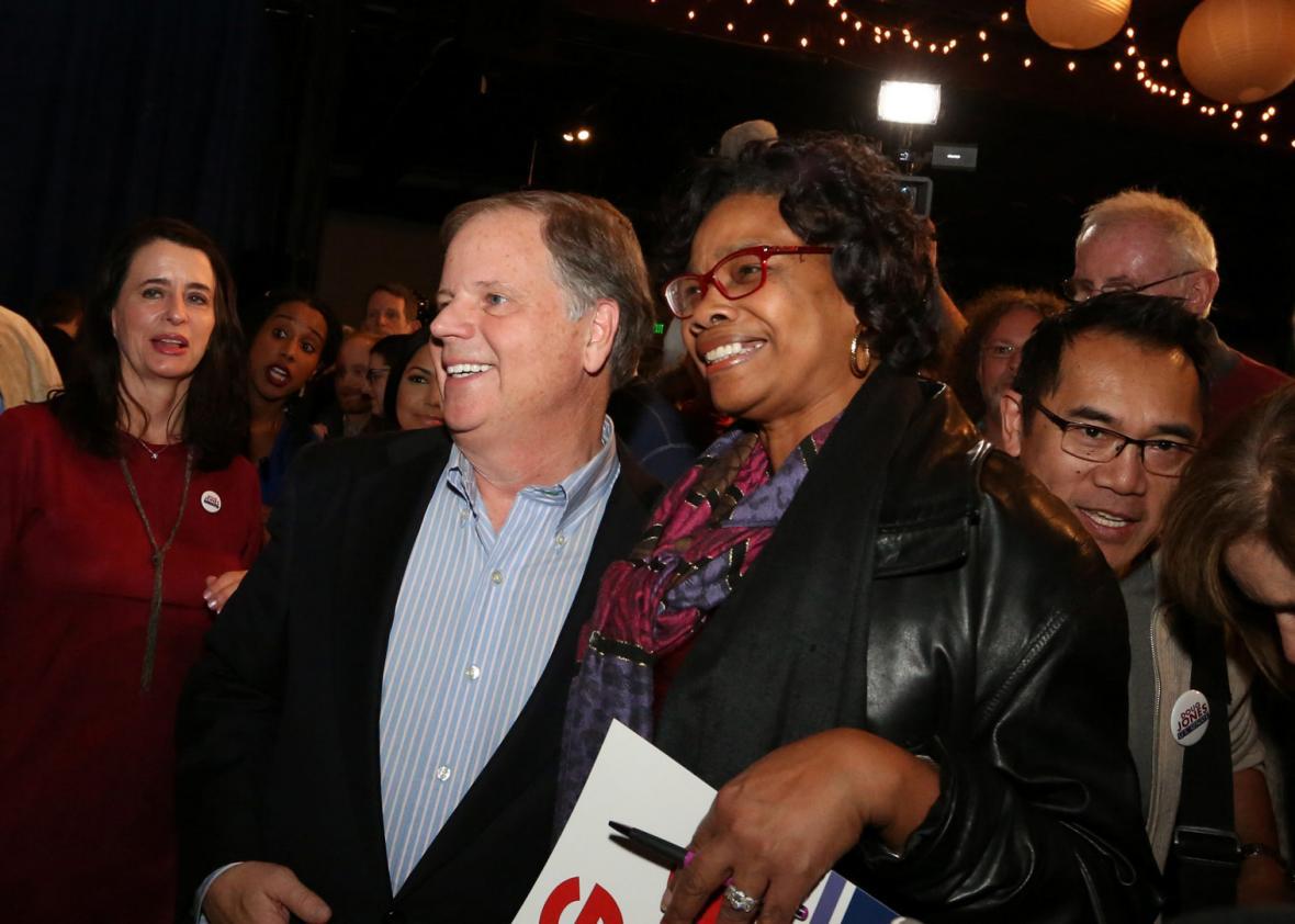 A supporter of Democratic Alabama U.S. Senate candidate Doug Jones