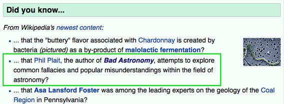 Bad Astronomy on Wikipedia