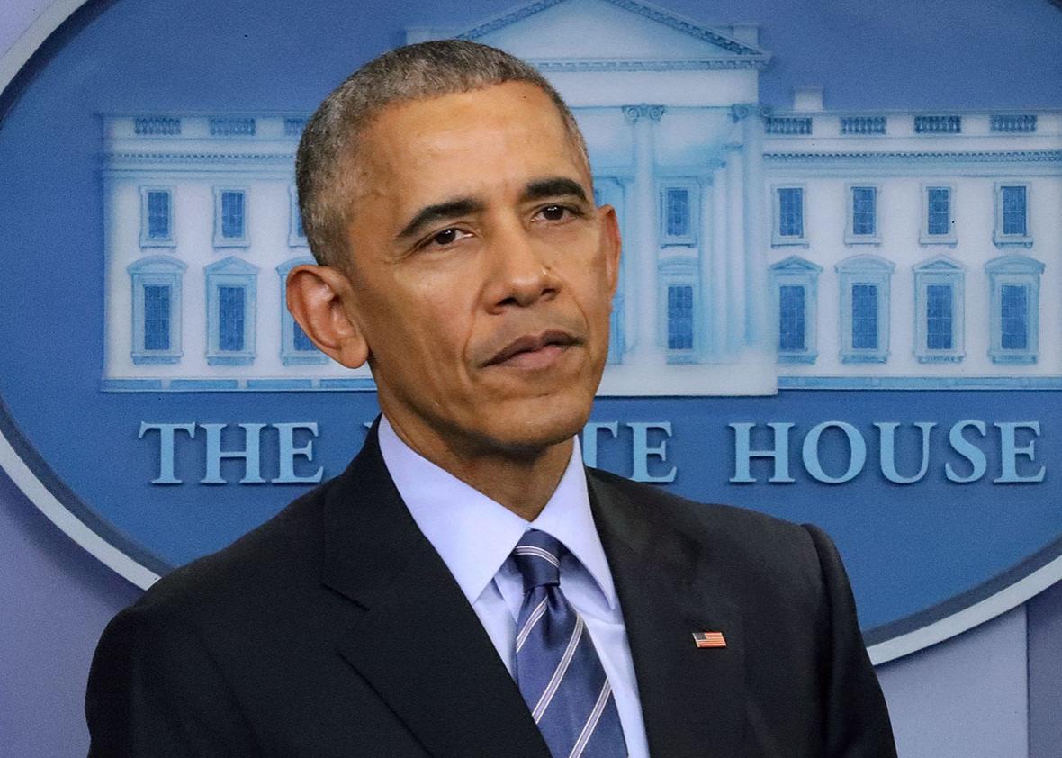 U.S. President Barack Obama speaks during a news conference in the Brady Press Briefing Room at the White House December 16, 2016 in Washington, DC.