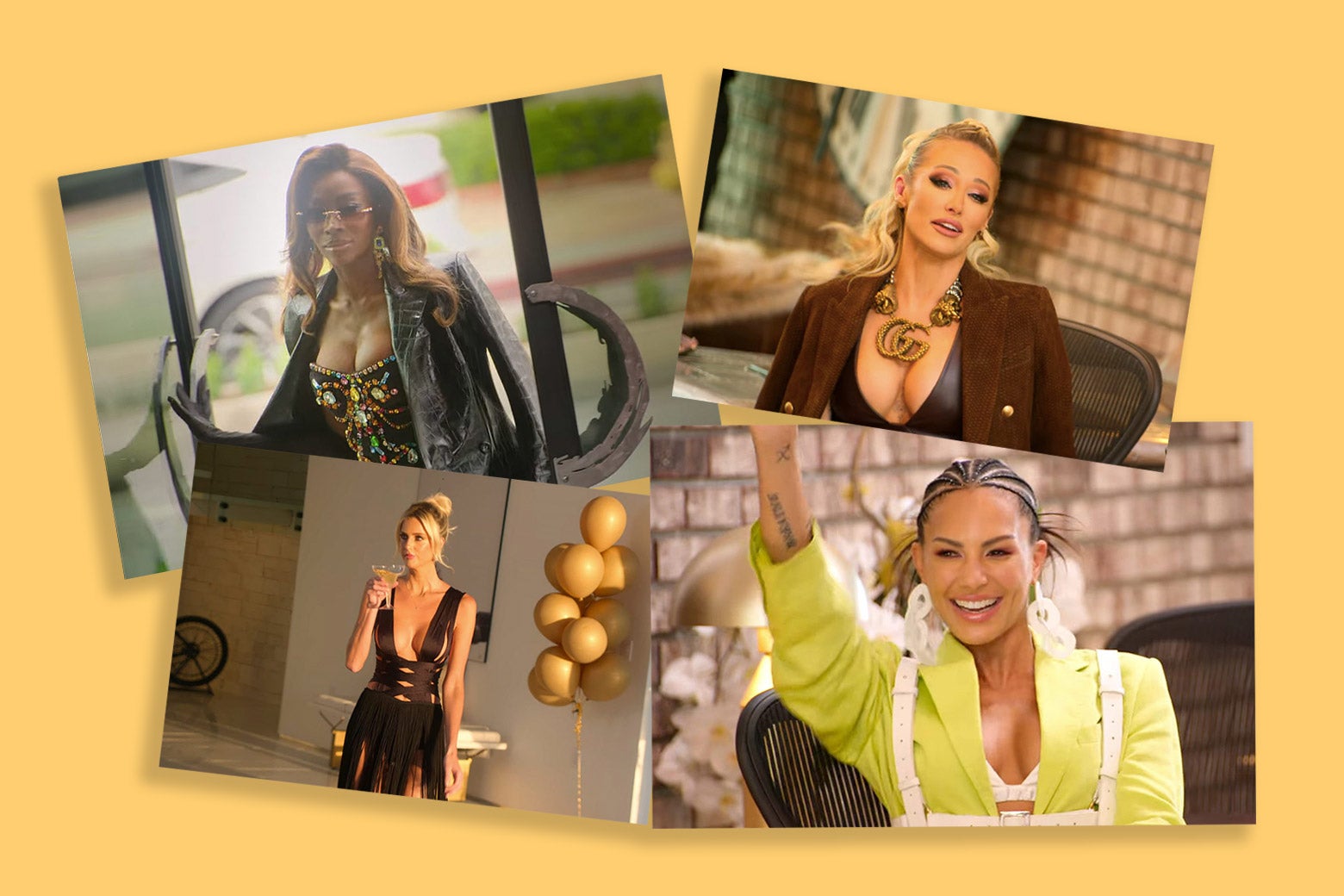 Screenshots of the crazy outfits on "Selling Sunset."