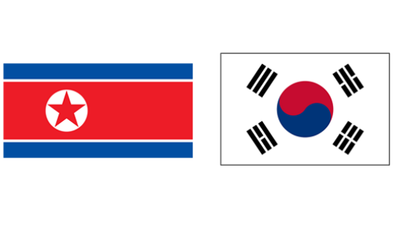 Flag of North Korea and South Korea. 
