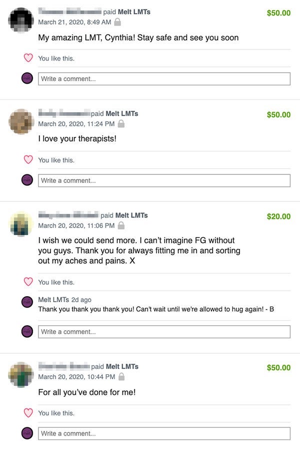 Screenshot of Venmo transactions.