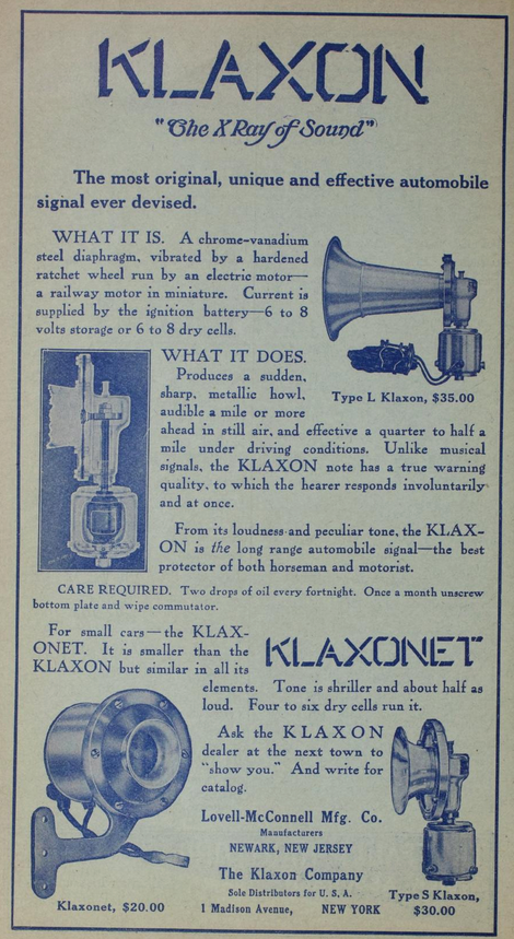 An ad for the Klaxon horn.