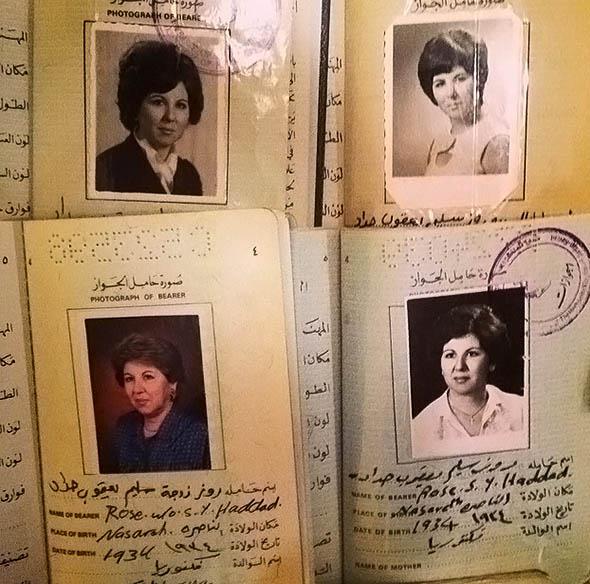 Photograph of the author's grandmother's passports over the years.