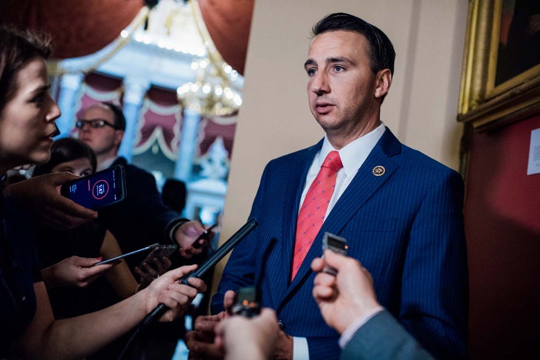 Rep. Ryan Costello, R-Pa., who missed practice this morning, talks with the media in the Capitol after a shooting at the Republican's baseball practice in Alexandria on June 14, 2017.