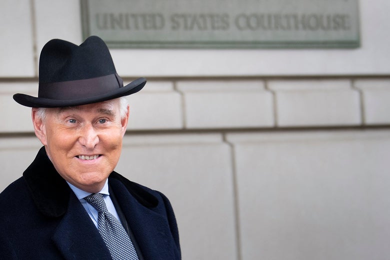 Roger Stone leaves Federal Court after a sentencing hearing February 20, 2020, in Washington, D.C.
