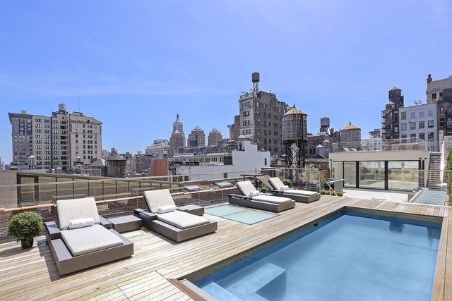 A large private rooftop pool