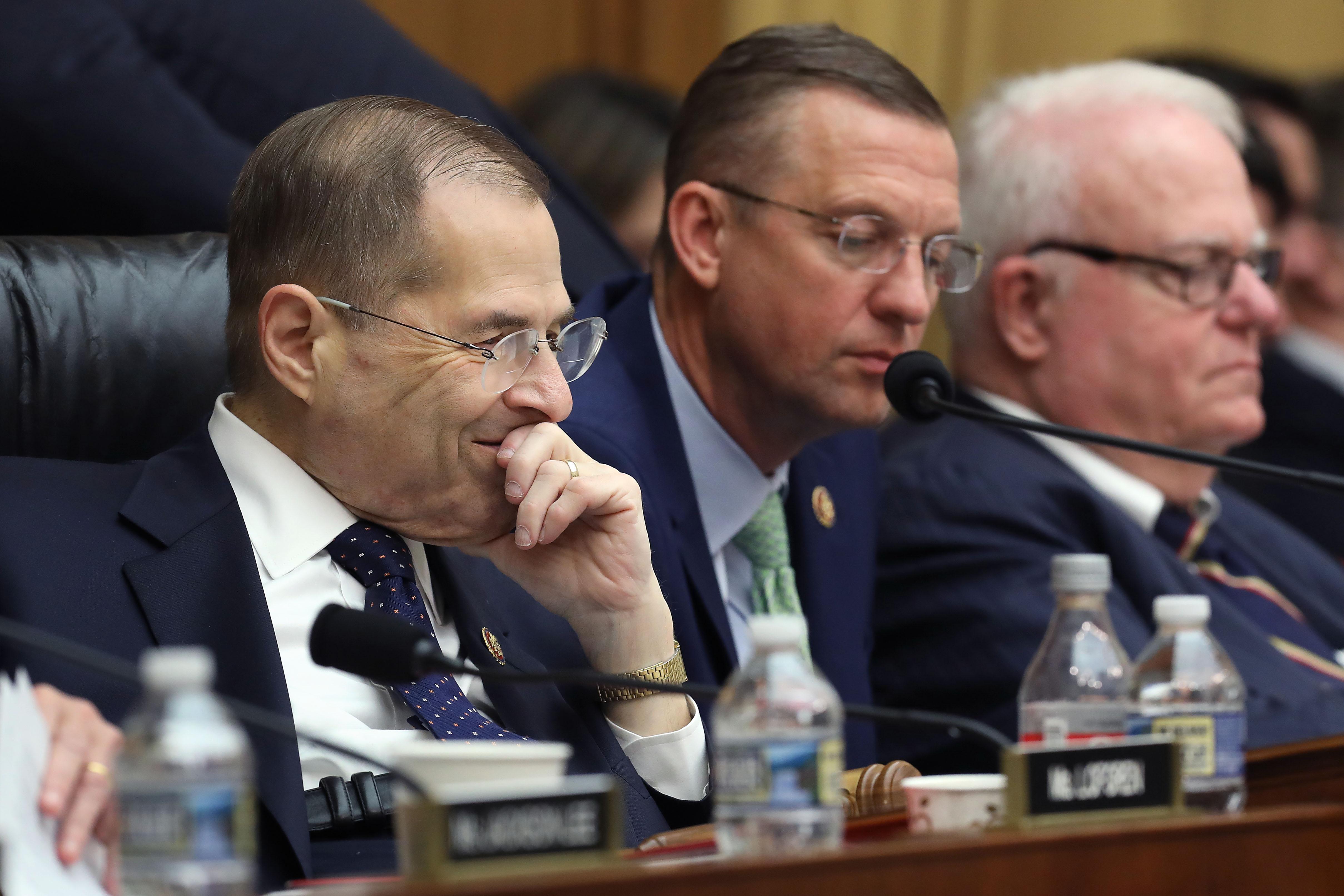 Jerrold Nadler and Doug Collins sit with other Congress members at a dais.