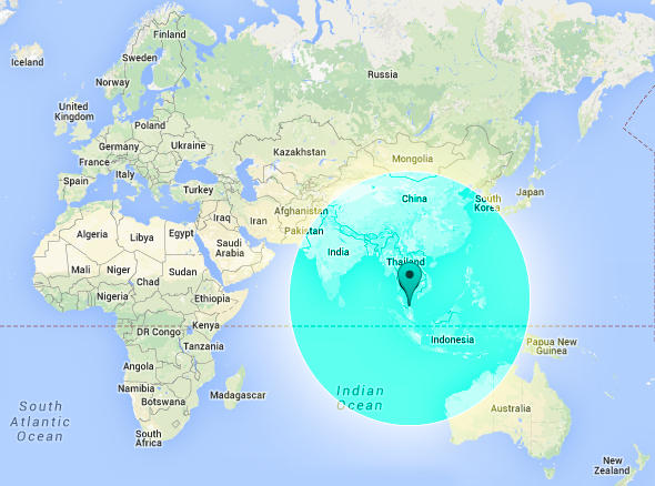 Malaysia Airlines missing plane map: flight radius includes Indian Ocean
