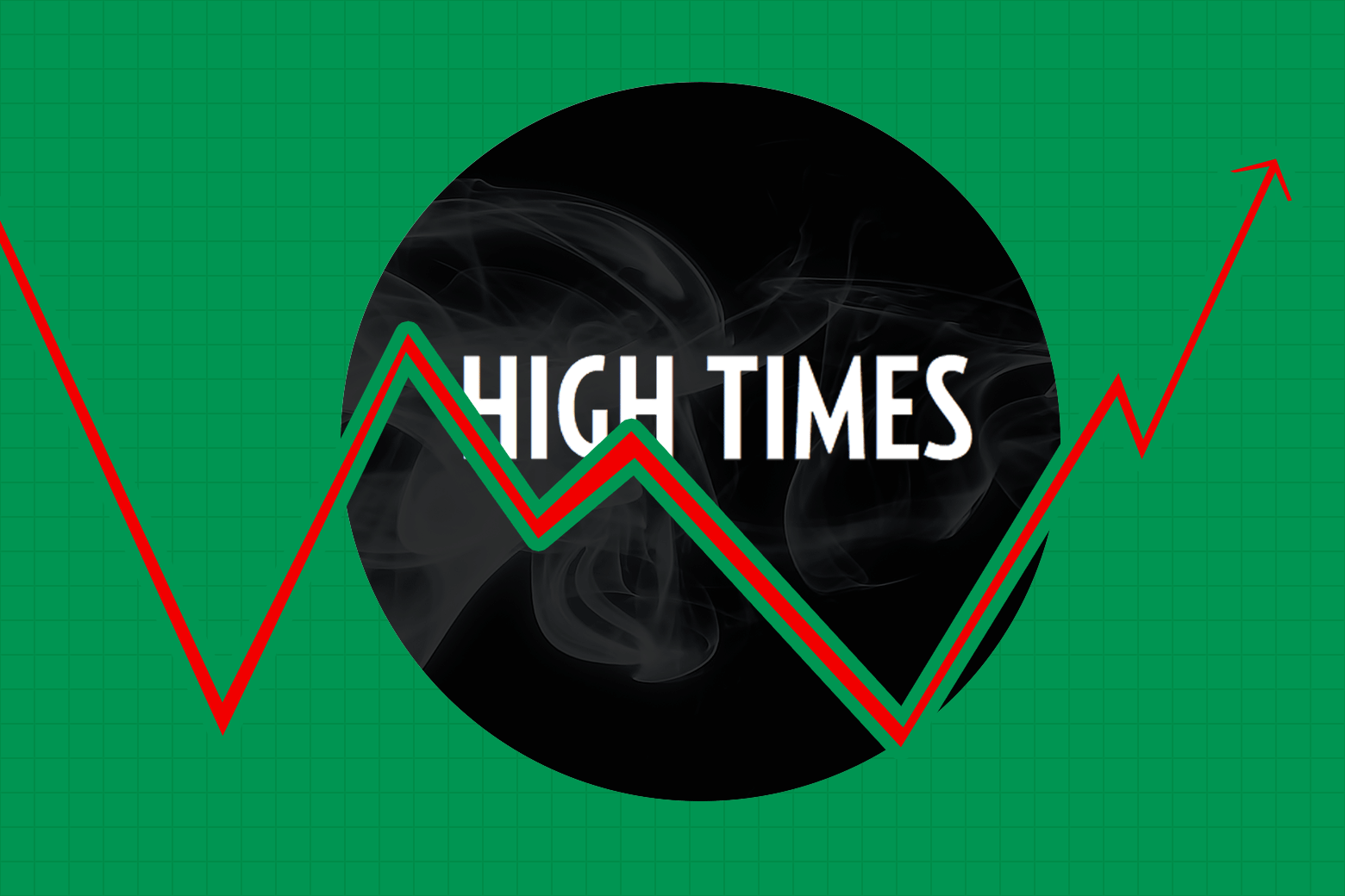The High Times logo in a wisp of smoke