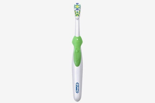 White and green Oral-B Pro-Health Anti-Microbial electric toothbrush.