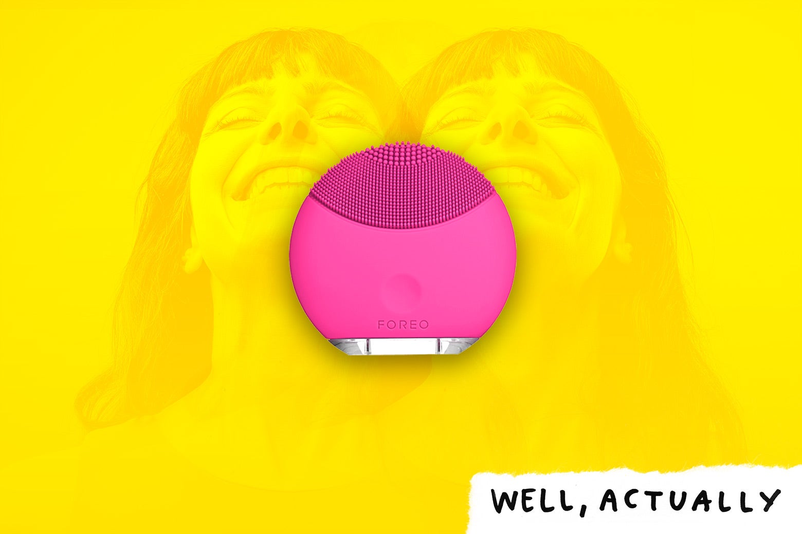 The Foreo Luna Mini sonic brush and a woman in ecstasy.