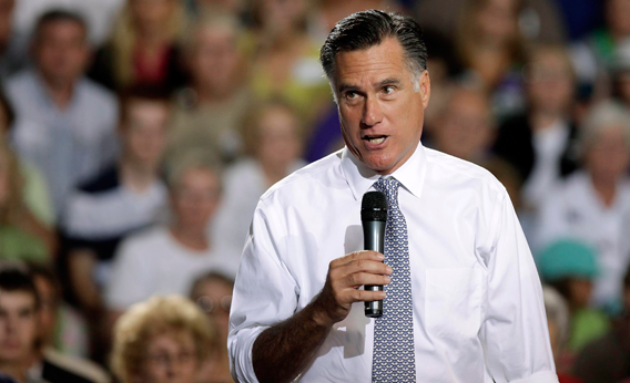 Republican presidential candidate, former Massachusetts Gov. Mitt Romney speaks at a campaign rally at the Bowling Green Community Center July 18, 2012 in Bowling Green, Ohio.
