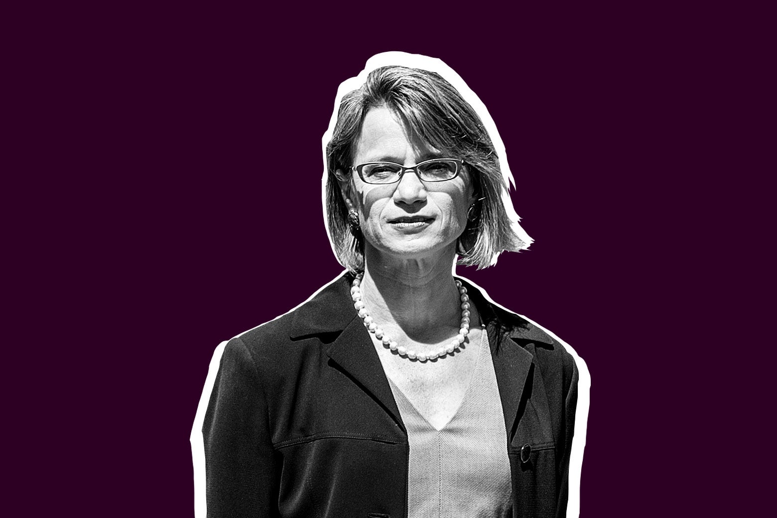 Judge Nina Pillard against a purple background.