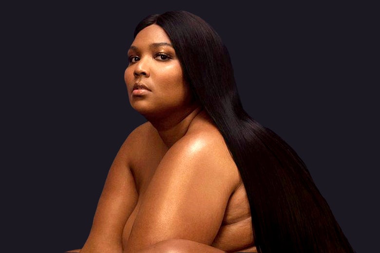 Lizzo, looking glamorous and naked on the album cover.
